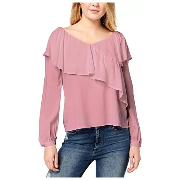 ONE HART Long Sleeve Pink Ruffled Top NWT M - Picture 5 of 12